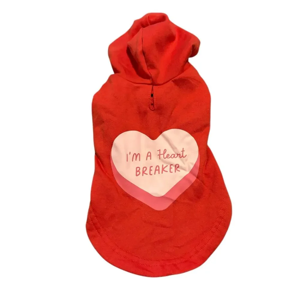 Youly Pet Dog Hoodie I'm a Heartbreaker RED Valentine XXS